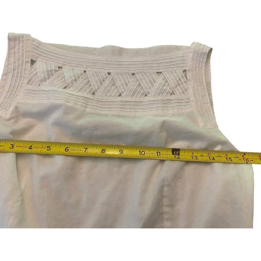 Tory Burch White Linen Sleeveless Top Blouse Lattice Pintuck Lined Size 6